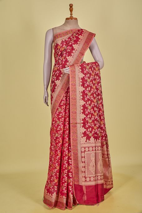 Banarasi cotton maroon saree with blouse