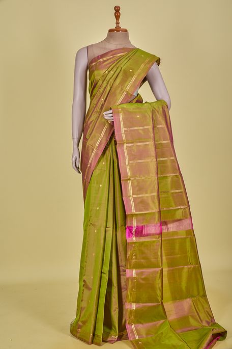 silk olive green saree with blouse