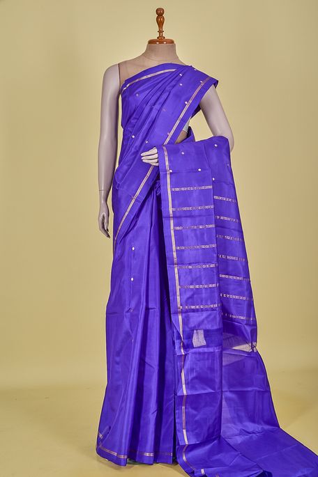 silk indigo blue saree with blouse