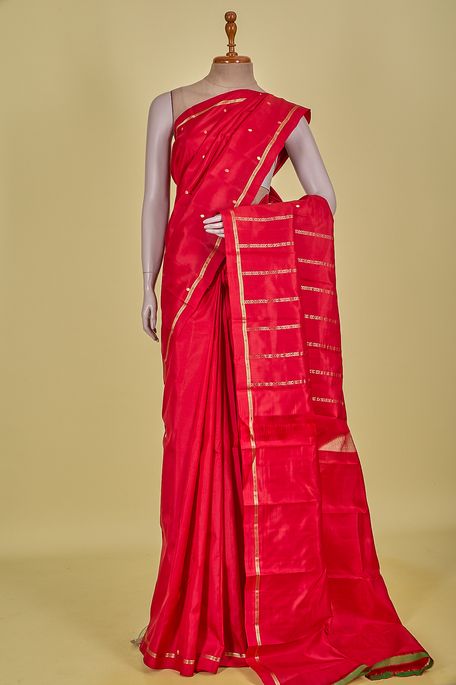 silk blood red saree with blouse