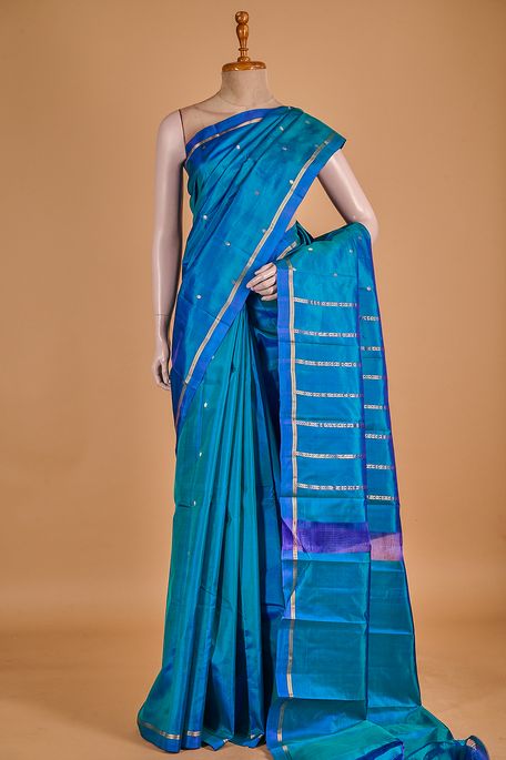 silk light persian sea green saree with blouse