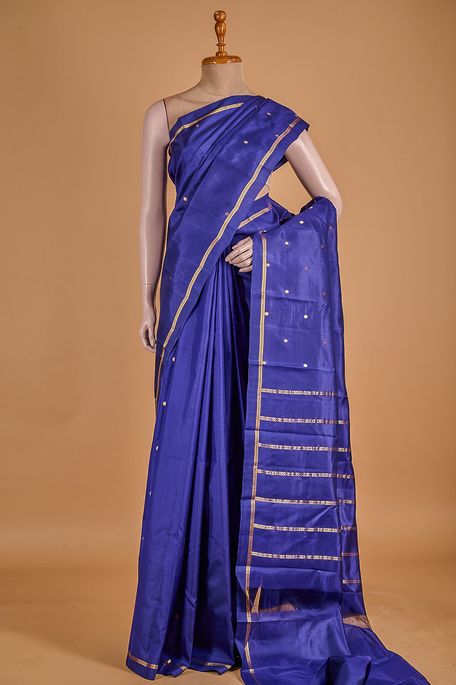 silk navy blue saree with blouse