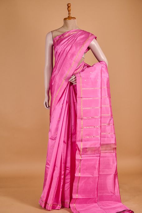 silk persian rose pink saree with blouse