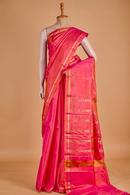 silk fuschia pink saree with blouse