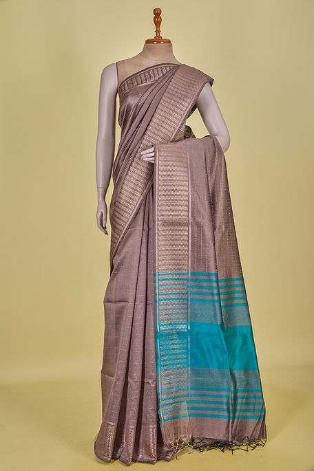 tussar light burgundy mauve saree with blouse