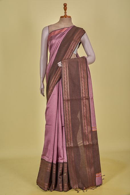 tussar light burgundy mauve saree with blouse