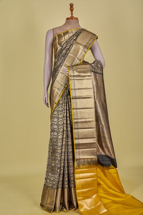 Kanchipuram silk black saree with blouse