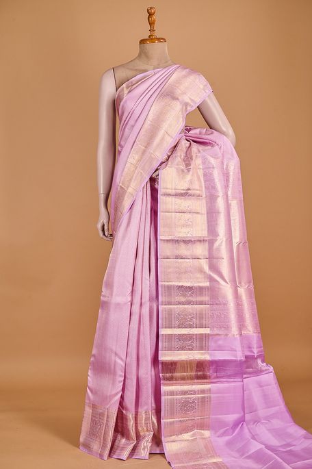Kanchipuram silk light lavender purple saree with blouse
