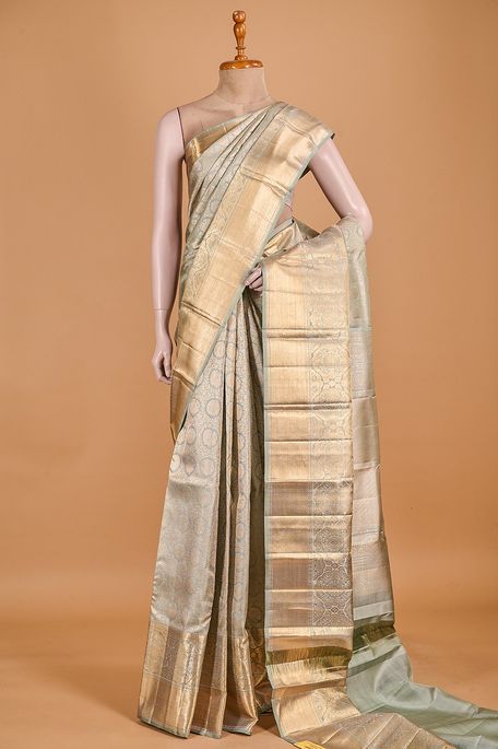 Kanchipuram silk pistachio green saree with blouse