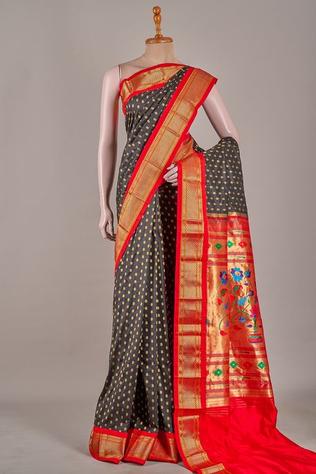 Paithani- silk black saree with blouse