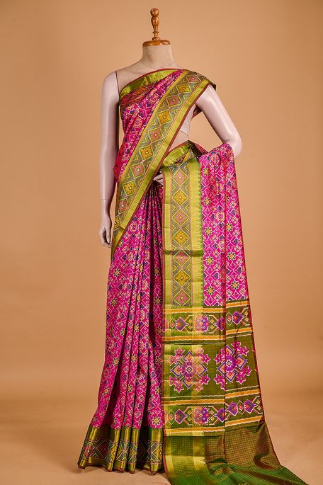 dupion fuschia pink saree with blouse