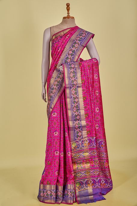 dupion fuschia pink saree with blouse
