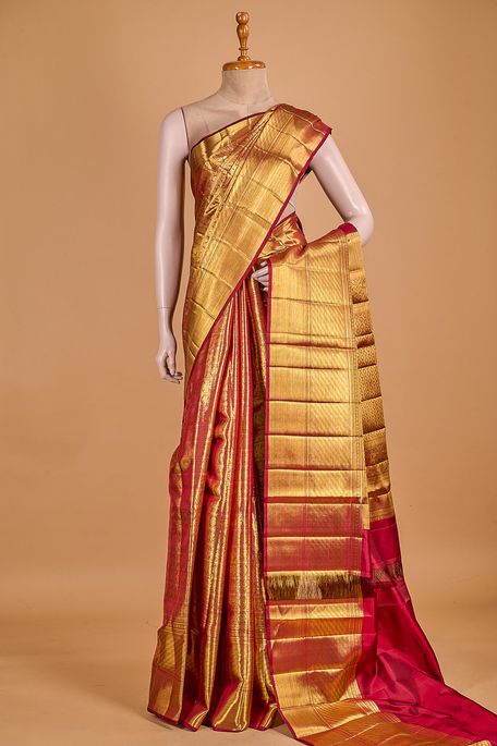 Kanchipuram silk maroon saree with blouse