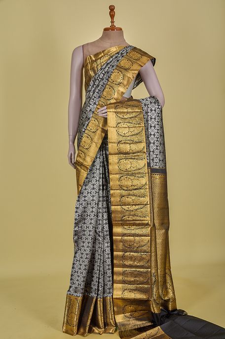Kanchipuram silk black saree with blouse