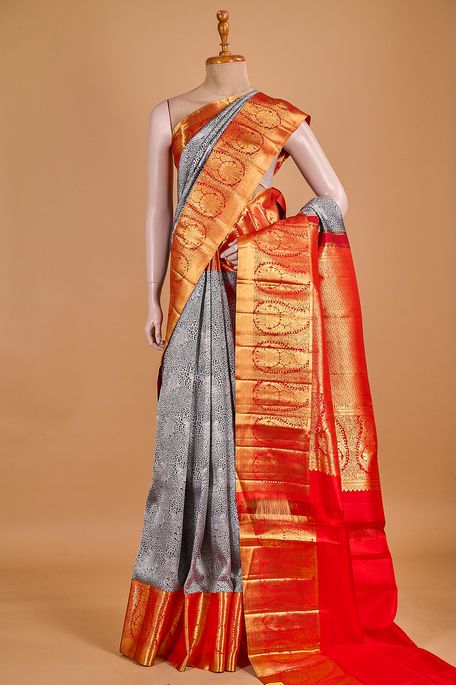 Kanchipuram silk black saree with blouse
