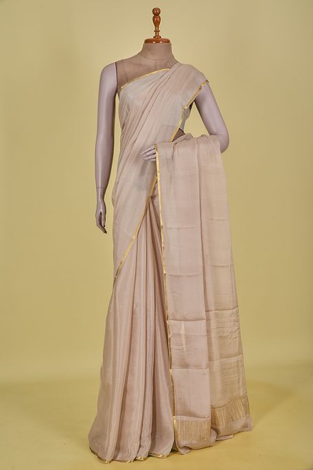 Mysore crepe fawn saree with blouse