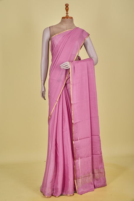 Mysore crepe light lavender purple saree with blouse