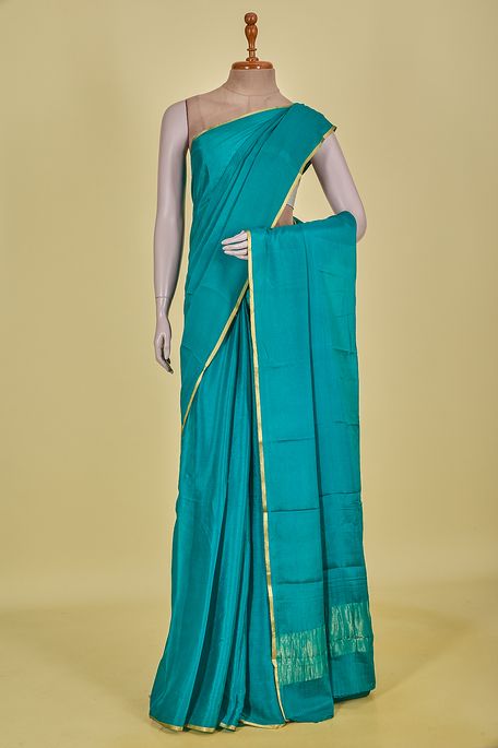 Mysore crepe jungle sea green saree with blouse