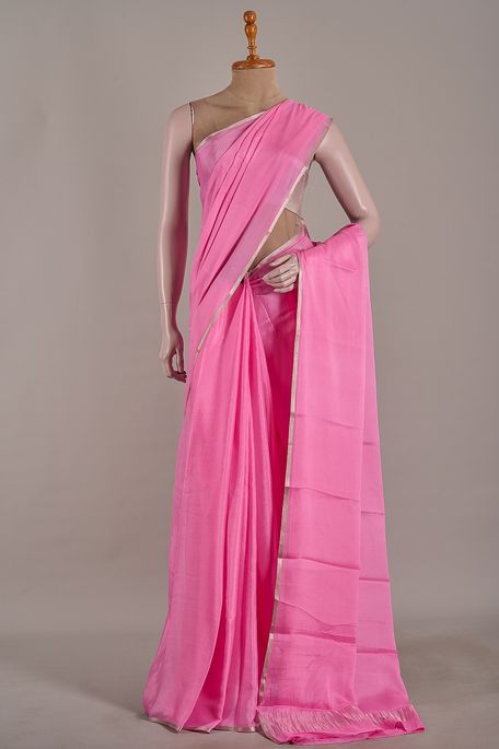 Mysore crepe light old rose pink saree with blouse