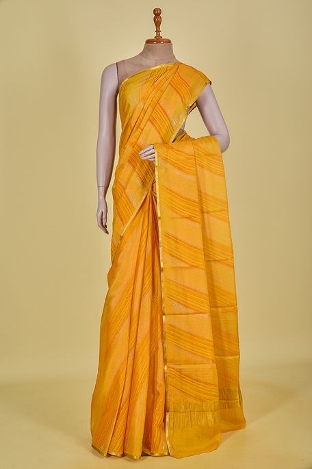 Mysore crepe golden yellow saree with blouse
