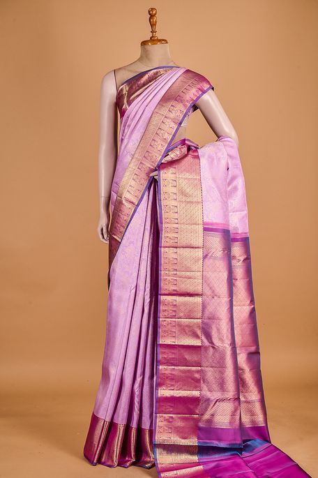 Kanchipuram silk lavender purple saree with blouse
