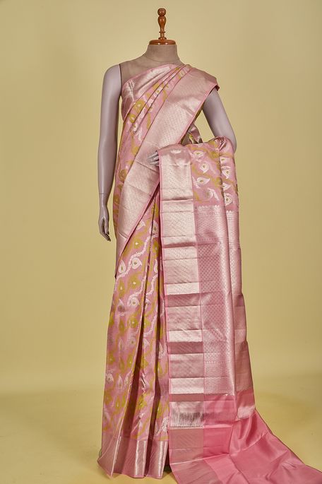 Kanchipuram silk light lavender pink saree with blouse