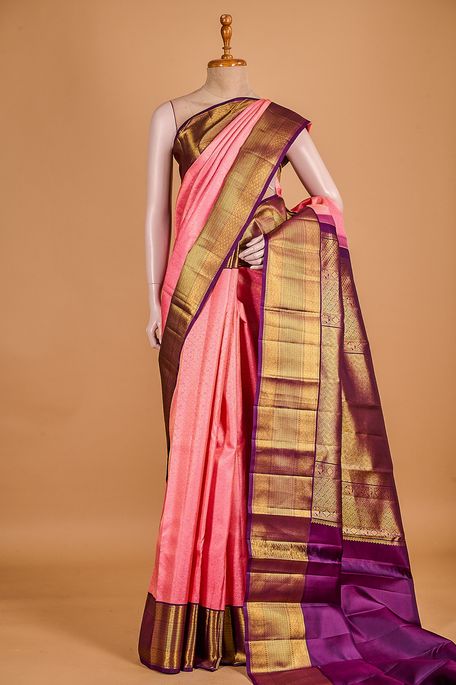 Kanchipuram silk pink saree with blouse