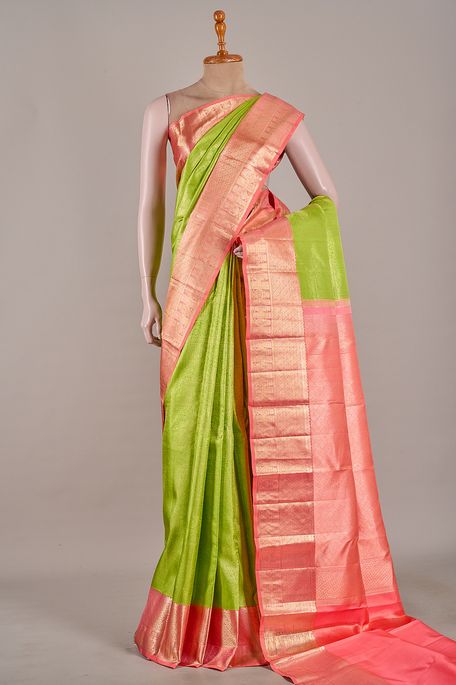 Kanchipuram silk fig green saree with blouse