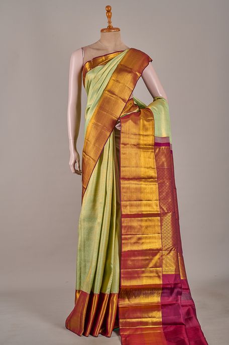 Kanchipuram silk cool mint sea green saree with blouse