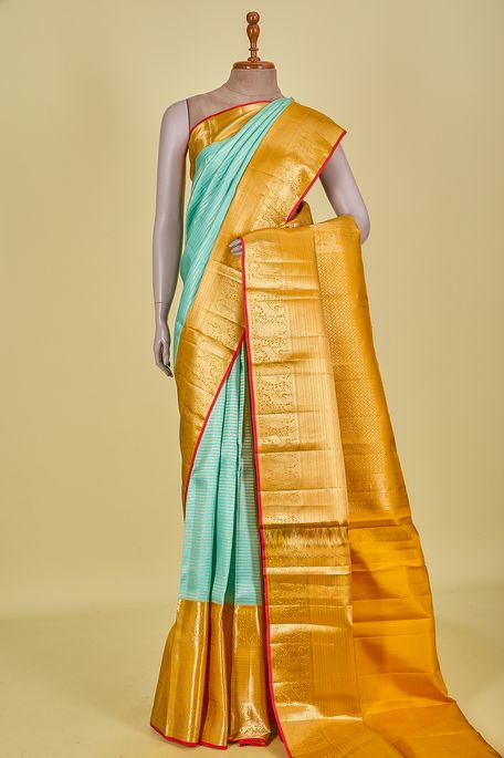 Kanchipuram silk light persian sea green saree with blouse
