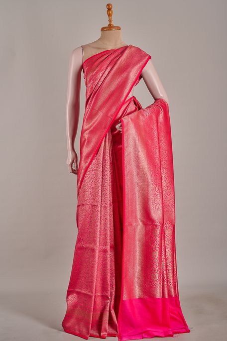 Banarasi silk fuschia pink saree with blouse