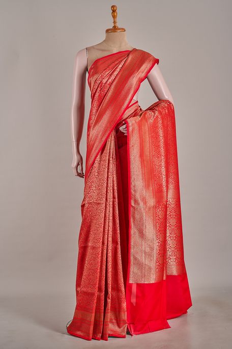 Banarasi silk blood red saree with blouse