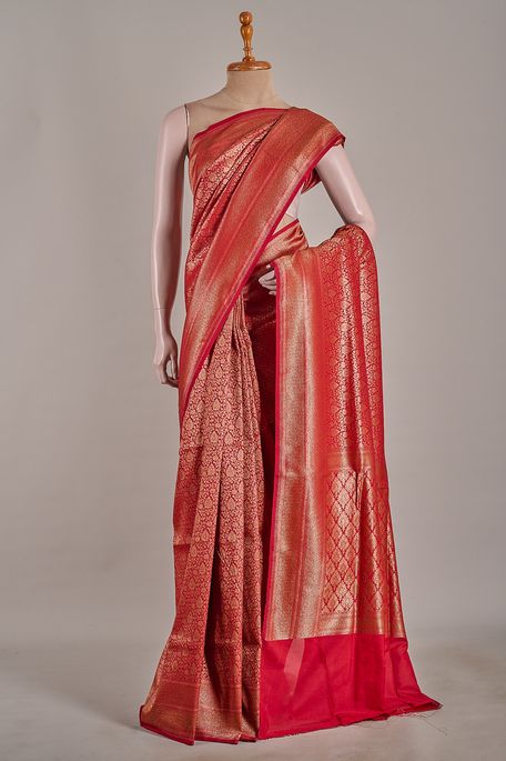 Banarasi silk maroon saree with blouse