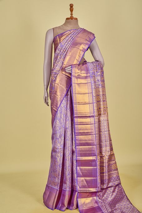 Kanchipuram silk lavender purple saree with blouse