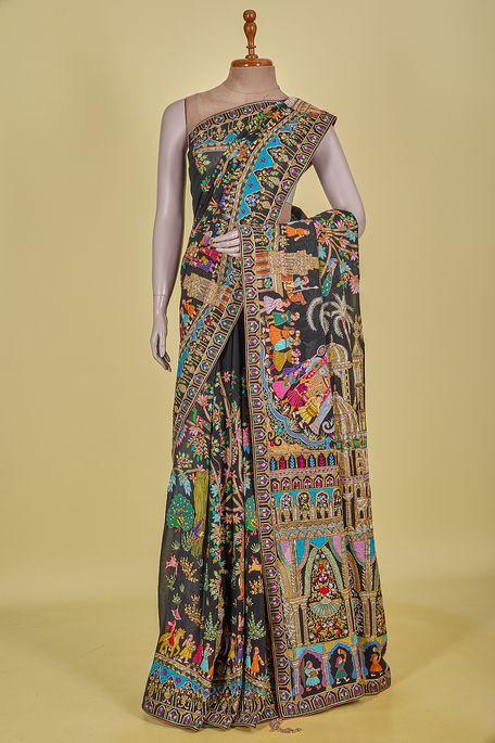 georgette black saree with blouse