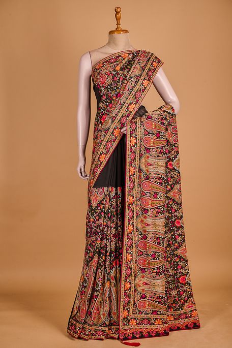 georgette black saree with blouse