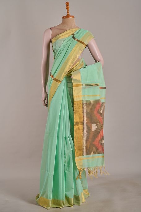 cotton cool mint sea green saree with blouse