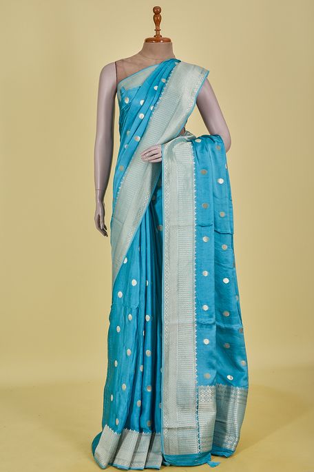 satin dusky blue grey saree with blouse
