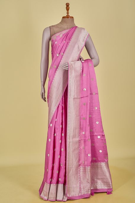 satin dark old rose pink saree with blouse