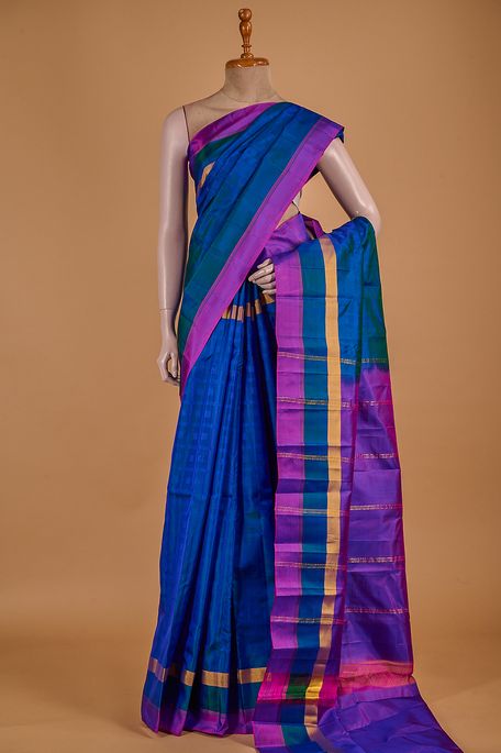 silk royal blue saree with blouse