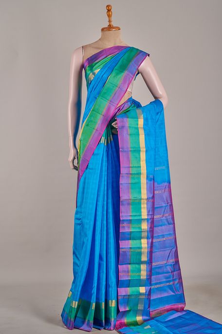 silk turquoise blue saree with blouse