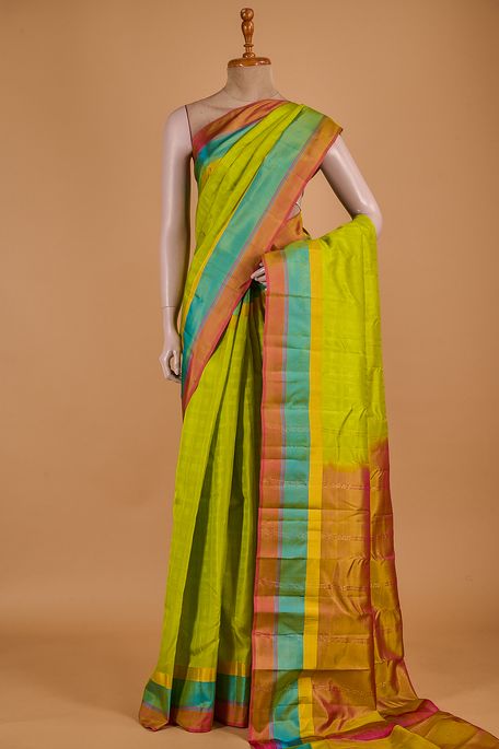 silk fig green saree with blouse