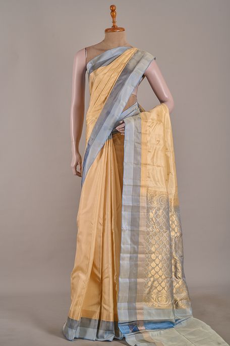 silk light beige saree with blouse