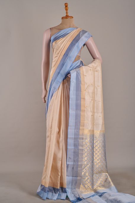 silk light beige saree with blouse