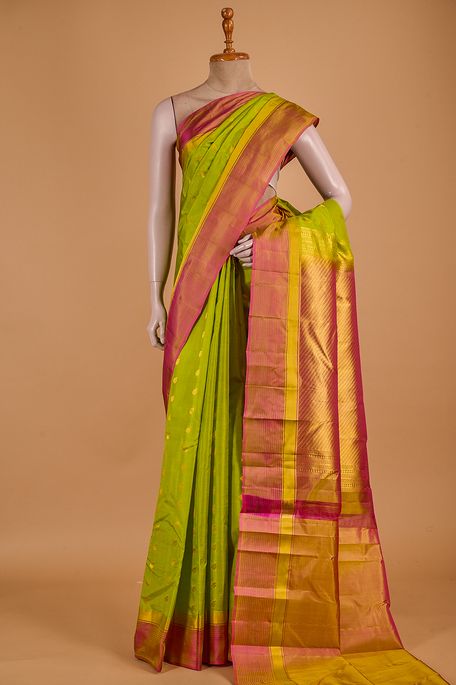 silk fresh lime green saree with blouse