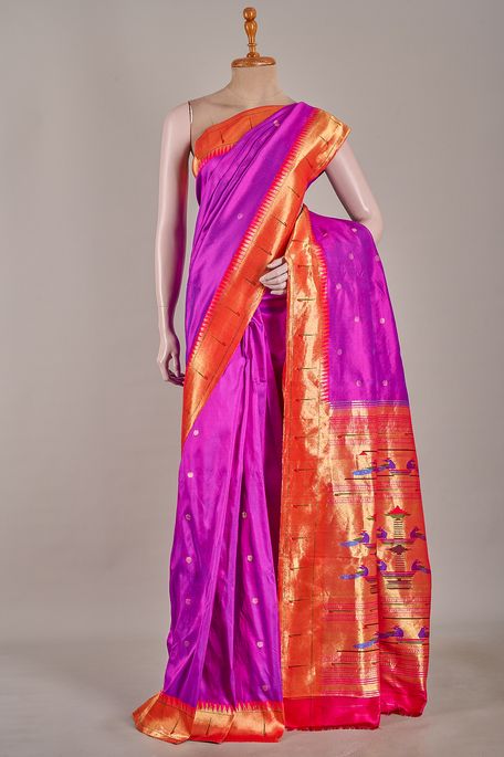 Paithani- silk purple violet saree with blouse