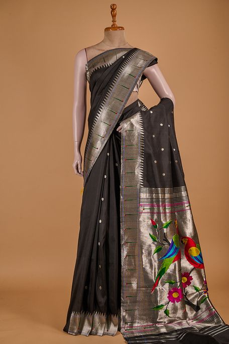 Paithani- silk black saree with blouse