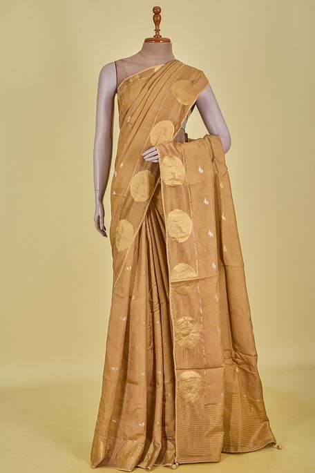 dupion sand brown saree with blouse