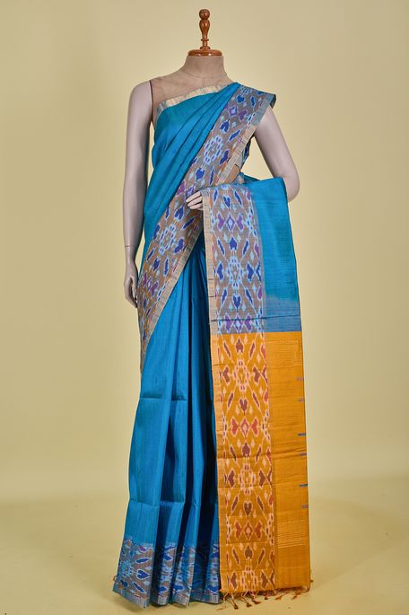 dupion turquoise blue saree with blouse