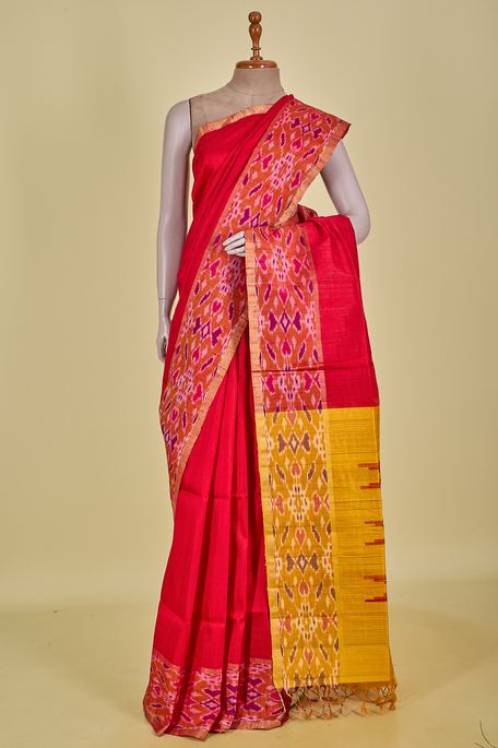 dupion blood red saree with blouse
